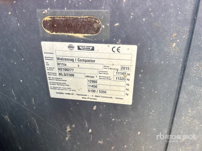 2015 Hamm H11ix Smooth Drum Compactor