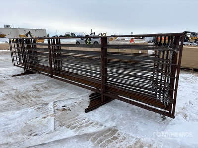 Quantity of (10) 24 ft x 5 ft Custom Steel Panel para ganado (Unused)