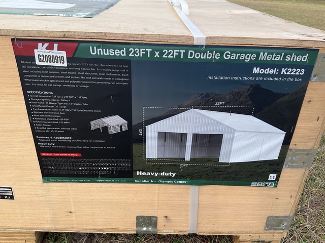 KJ K2223 Double Garage Metal Shed - Unused