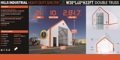 2026 HIlls Industrial 403022 30 ft x 40 ft x 22 ft Lagerhaus (Unused)