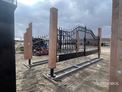 Quantity of (2) 21 ft x 7 ft Steel Bi-Parting Steel 20 ft Single & 21 ft Triple Timber Post Combo Driveway Gate (Unused)