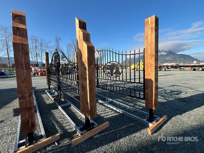 Quantity of (2) 2026 EG EarthyGrounds TS20S-RS & TS21T-SC 20 ft x 9 ft 9 in Wrought Iron Bi-Parting Steel Driveway Gate (Unused)