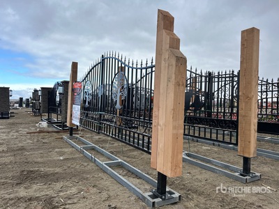 Quantity of (2) Steel Bi-Parting Steel 20 ft Single & 21 ft Triple Timber Post Combo Driveway Gate (Unused)