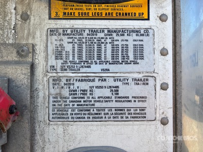 2020 Utility VS2RA 53 ft x 102 in T/A Gekoelde Aanhangwagen