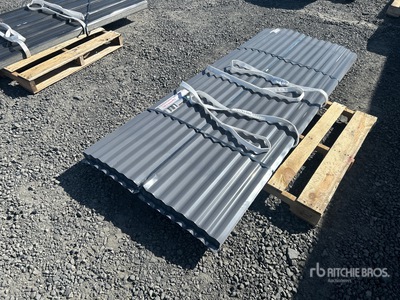Quantity of (70) Grey Metal Roof Panels