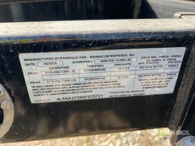 2025 Behnke BCT2114EDO-XL 21 ft T/A Equipment Trailer