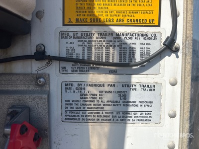 2020 Utility Trailer VS2RA 53 ft x 102 in Sliding T/A Refrigerated Trailer