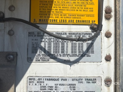 2020 Utility Trailer VS2RA 53 ft x 102 in Sliding T/A Refrigerated Trailer