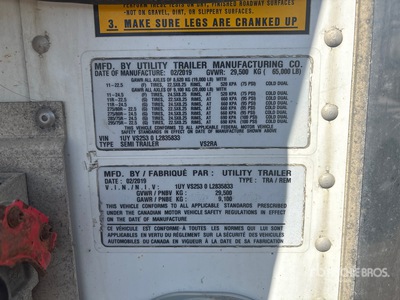 2020 Utility Trailer VS2RA 53 ft x 102 in Sliding T/A Refrigerated Trailer