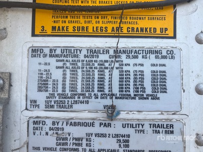 2020 Utility Trailer VS2RA 53 ft x 102 in Sliding T/A Refrigerated Trailer