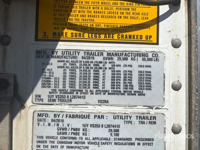 2020 Utility Trailer VS2RA 53 ft x 102 in Sliding T/A Refrigerated Trailer