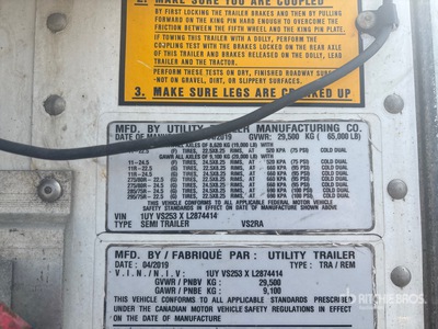 2020 Utility Trailer VS2RA 53 ft x 102 in Sliding T/A Refrigerated Trailer