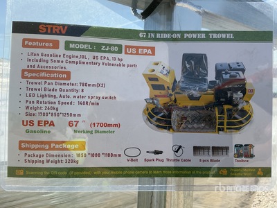 2026 STARVOX ZJ-80 Ride-on Power Trowel (Unused)