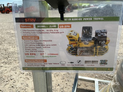2026 STARVOX ZJ-80 Ride-on Power Trowel (Unused)
