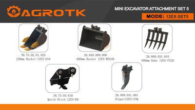 Quantity of (5) 2026 AGT 12EX-SET5 Mini Excavator Attachments (Unused)