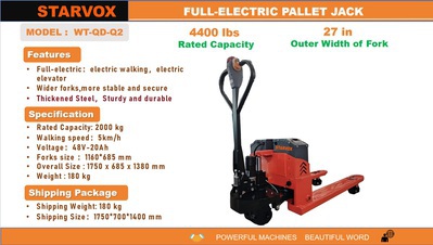 2026 STARVOX WT-QD-Q2 4400 lb Electric Pallet Jack (Unused)