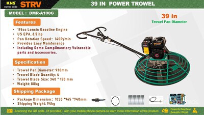 2026 STARVOX DMR-A100G 39 in Power Trowel (Unused)