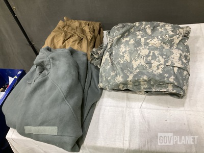 (2) Extreme Cold Weather Parka Liners, (40) Wet Weather Jackets & Assorted Items