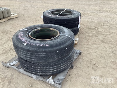 (2) Michelin 11R22.5 Tires w/Wheels & (2) Firestone 11R22.5 Tires w/Wheels