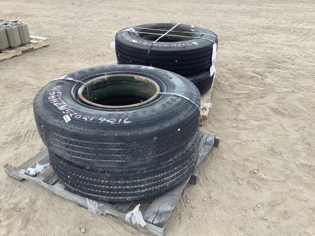 (2) Michelin 11R22.5 Tires w/Wheels & (2) Firestone 11R22.5 Tires w/Wheels