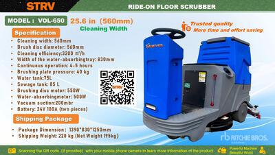 2025 STARVOX VOL-650 Ride-On Electric Floor Scrubber (Inoperable)