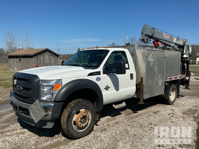 Venturi HT40KX 6000 lb Straight Boom on 2012 Ford F550 Super Duty 4x4 Flatbed Truck w/Crane