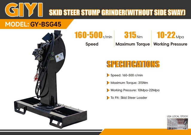 2026 GIYI GY-BSG45 Skid Steer Stump Grinder (Unused)