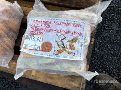 Quantity of (10) 2.4 in x 33 ft Yellow Heavy Duty Ratchet Straps (Unused)