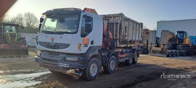 2012 Renault Kerax 460 8x4 Sleeper Camion Amplirol Avec Grue Camion roulant