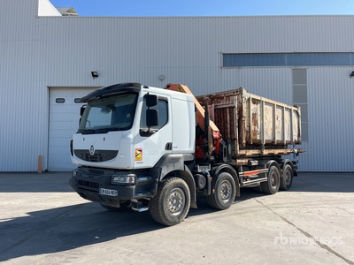 2012 Renault Kerax 460 8x4 Sleeper Camion Amplirol Avec Grue Palfinger PK33002-EH A 7400kg 8m et Extra Dump ロールオフトラック