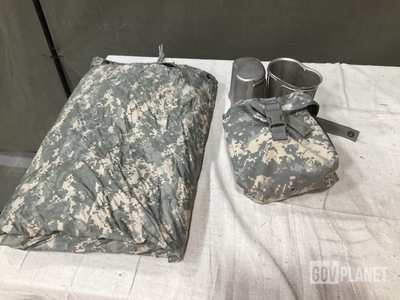 (10) Tarpaulins, (18) Saw Gunner Sets, (35) Water Canteen Cups & Assorted Items