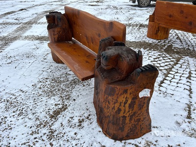 Chainsaw Carved Cedar Bear Bench Divers (Unused)