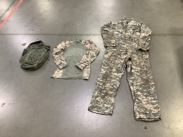 (7) Mechanic's Coveralls, (5) Battle Shirts & Assorted Items