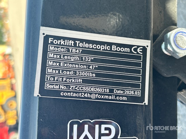 2026 GIYI GY-TB47 3300 lb Forklift Extendable Boom (Unused)