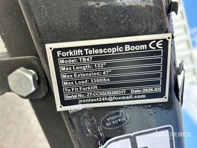 2026 GIYI GY-TB47 3300 lb Forklift Extendable Boom (Unused)