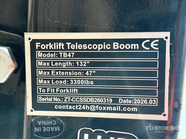 2026 GIYI GY-TB47 3300 lb Forklift Extendable Boom (Unused)