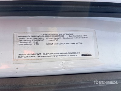 2016 Freightliner Cascadia 125 T/A Day Cab Truck Tractor