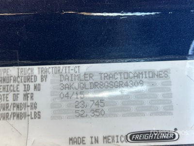 2016 Freightliner Cascadia 125 T/A Sleeper Truck Tractor