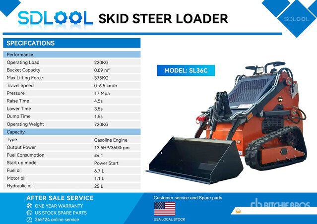 2026 SDLOOL SL36C Mini Skid Steer Loader (Unused)