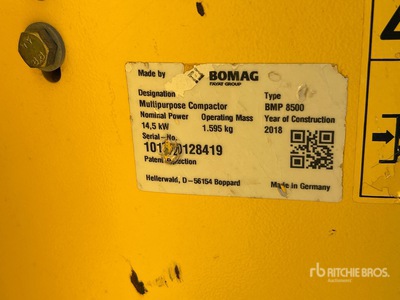 2018 Bomag BMP 8500 Trench Compactor