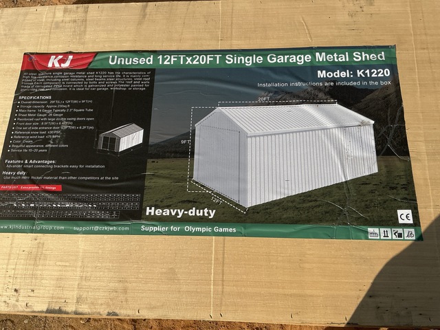 KJ K1220 Single Garage Metal Shed - Unused