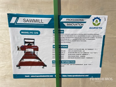 2026 AGT YC32-G Portable Sawmill (Unused)