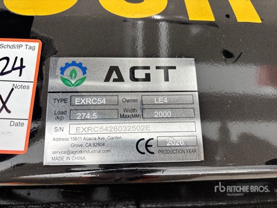 2026 AGT EXRC54 Excavator Brush Cutter - Fits Cat 308 / 3 - 8 ton (Unused)
