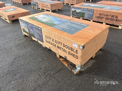 2025 AGR-MS2322 23 ft x 22 ft Double Garage Metal Storage Building (Unused)