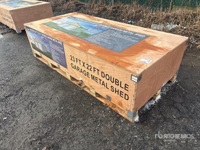 2025 AGR-MS2322 23 ft x 22 ft Double Garage Metal Storage Building (Unused)