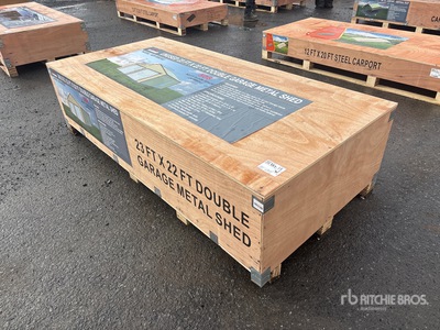 2025 AGR-MS2322 23 ft x 22 ft Double Garage Metal Storage Building (Unused)