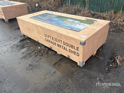 2025 AGR-MS2322 23 ft x 22 ft Double Garage Metal Storage Building (Unused)