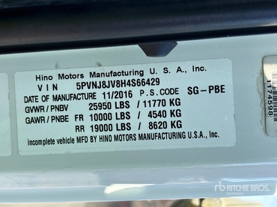 2017 Hino 268 Van Truck