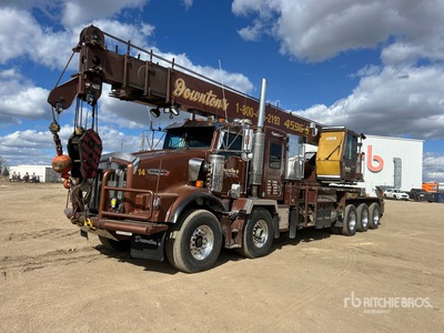 Manitex 4596S 45 ton Straight Boom on 2007 Kenworth T800B Wide Hood 10x6 Twin-Steer Sleeper Crane Truck