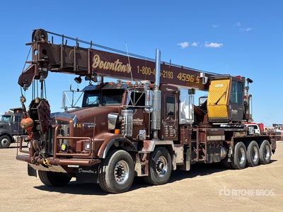 Manitex 4596S 45 ton Straight Boom on 2007 Kenworth T800B Wide Hood 10x6 Twin-Steer Sleeper Crane Truck